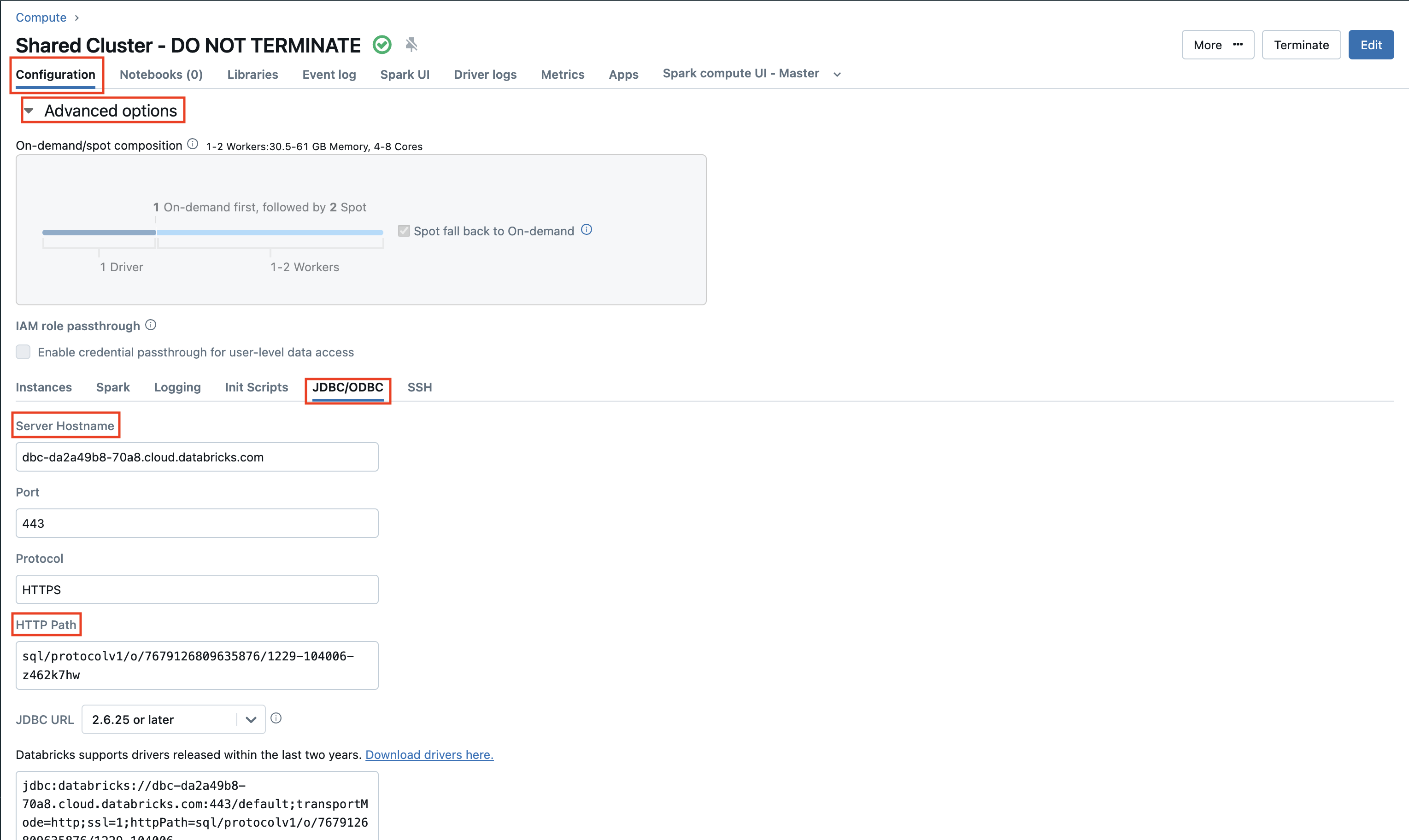 where to find server host name and HTTP path